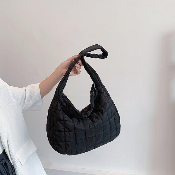Quilted Puffer Crossbody Bag and Purse for women - Cotton Padding Satchel Handba - Picture 3 of 7